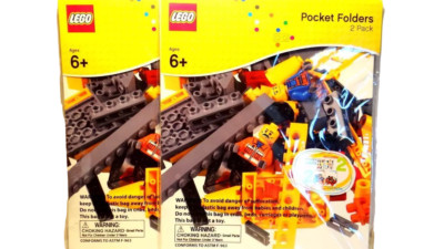 Lot of 2 Lego Pocket Folders (2 Pack) & 2 Sticker Sheets School Supplies New