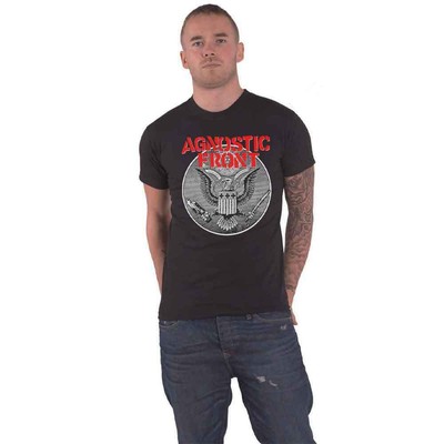 Agnostic Front T Shirt Against All Eagle Band Logo Nue offiziell Herren Schwarz
