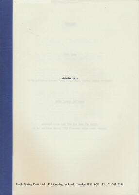 Nick Cave - King Ink / Bline Lemon Jefferson Advance/Licensing Book