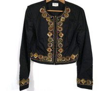Vintage Hobby Horse Clothing Cropped Sequin Beaded Detail Silk Jacket M USA Made