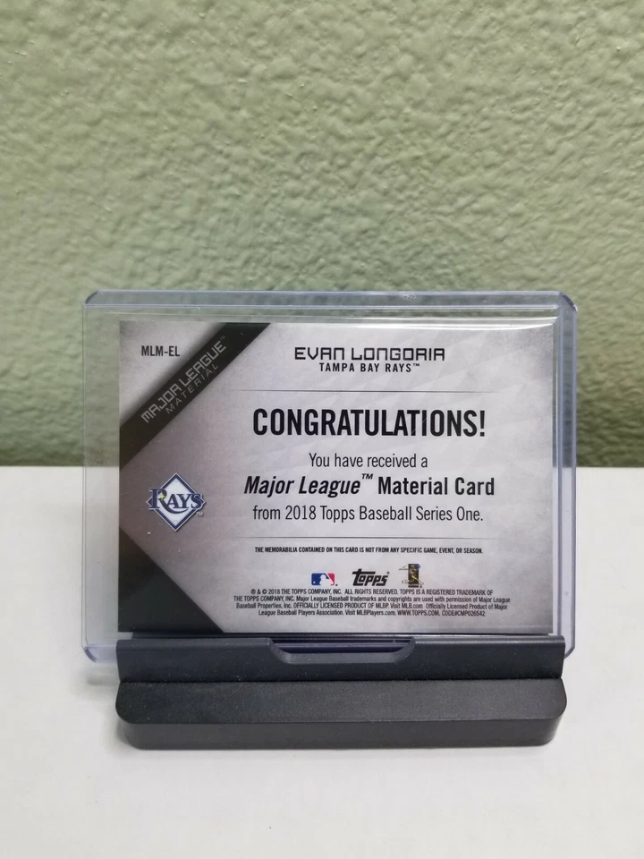 Evan Longoria 2018 Topps Major League Material Bat Insert Card 93/99 Tampa Rays - Image 2 of 2