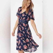 Chiffon Tea Dress in Dark Indigo Multi from JustFab - Never Worn  Medium