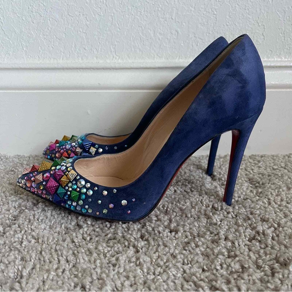 Christian Louboutin Keopump 100 Veau Velours China Blue Christian Louboutin Keopump 100 Veau Velours China Blue