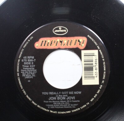 Rock NM ! 45 Jon Bon Jovi - You Really Got Me Now / Blaze Of Glory Auf Mercury