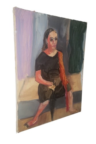 Vintage Oil On Canvas Painting Woman With Umbrella By Patricia Morone - Picture 2 of 5