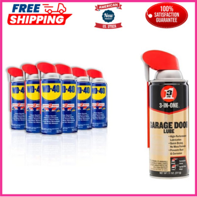 6 WD-40 Multi-Use Smart Straw  (12 OZ) & 3-IN-ONE Garage Door Lubricant (11 OZ)