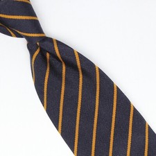 John G Hardy Mens Silk Necktie Black Gold Stripe Soft Twill Weave Woven Tie