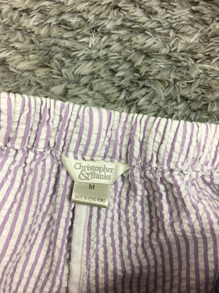 Pantalones cortos capri Christopher & Banks para mujer talla mediana blanco púrpura Searsuck Foto 4 de 4