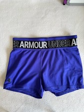 Women's Under Armour bike Shorts Size S Purple Athletic waistband logo