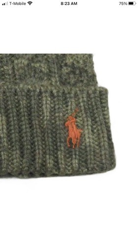 POLO Ralph Lauren LODEN KNIT BEANIE Cuff OLIVE CAMO Wool Blend Cap Brand New OS - Picture 4 of 7
