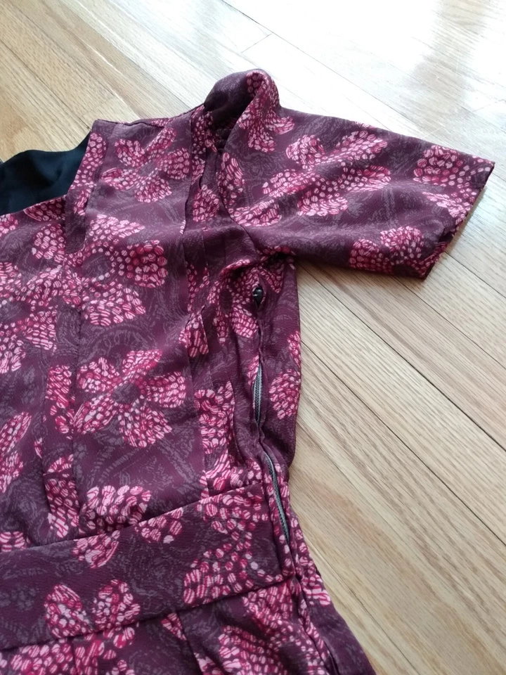 Vestido Vintage Amish Menonita Niña 30" Pecho Rojo Borgoña Antigua Colonia Mexicana Foto 3 de 4