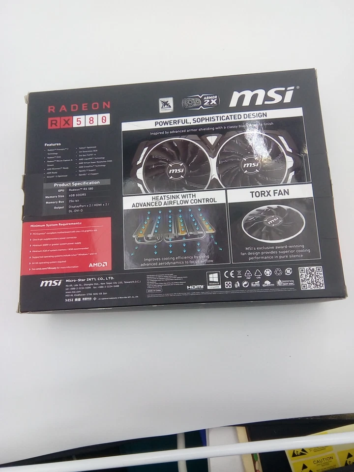 MSI Radeon RX 580 4GB RADEON RX 580 ARMOR 4G OC Video Card As-Is Parts - Image 3 of 4