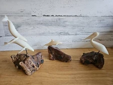 Vintage John Perry Sculpture Lot Of 3 humpback/dolphin/pelican