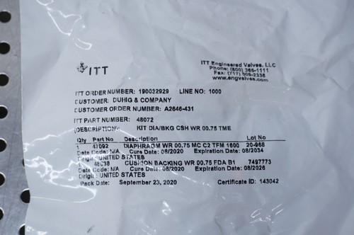 *FACTORY SEALED* ITT 48072 Diaphragm Replacement 3/4" 47092 48038 - Picture 4 of 5