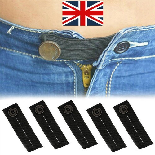 5x Button Hole Waist Band Extenders--Unisex Trousers Skirt Maternity Expander UK - Picture 4 of 15