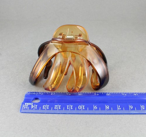 clear Brown octopus hair clip big oval spider barrette plastic claw jaw clamp - Picture 3 of 8