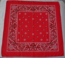  5 VTG RED, BLACK,  WHITE BANDANA HANDKERCHIEF BIKER RANCHER HANKY COTTON