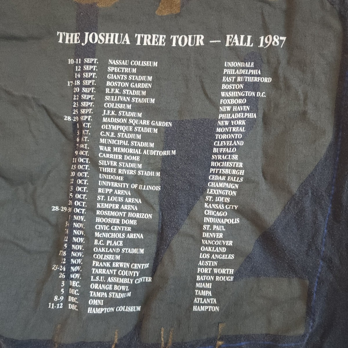Vintage U2 Joshua Tree Tour 80's Band Concert T Shirt 1987