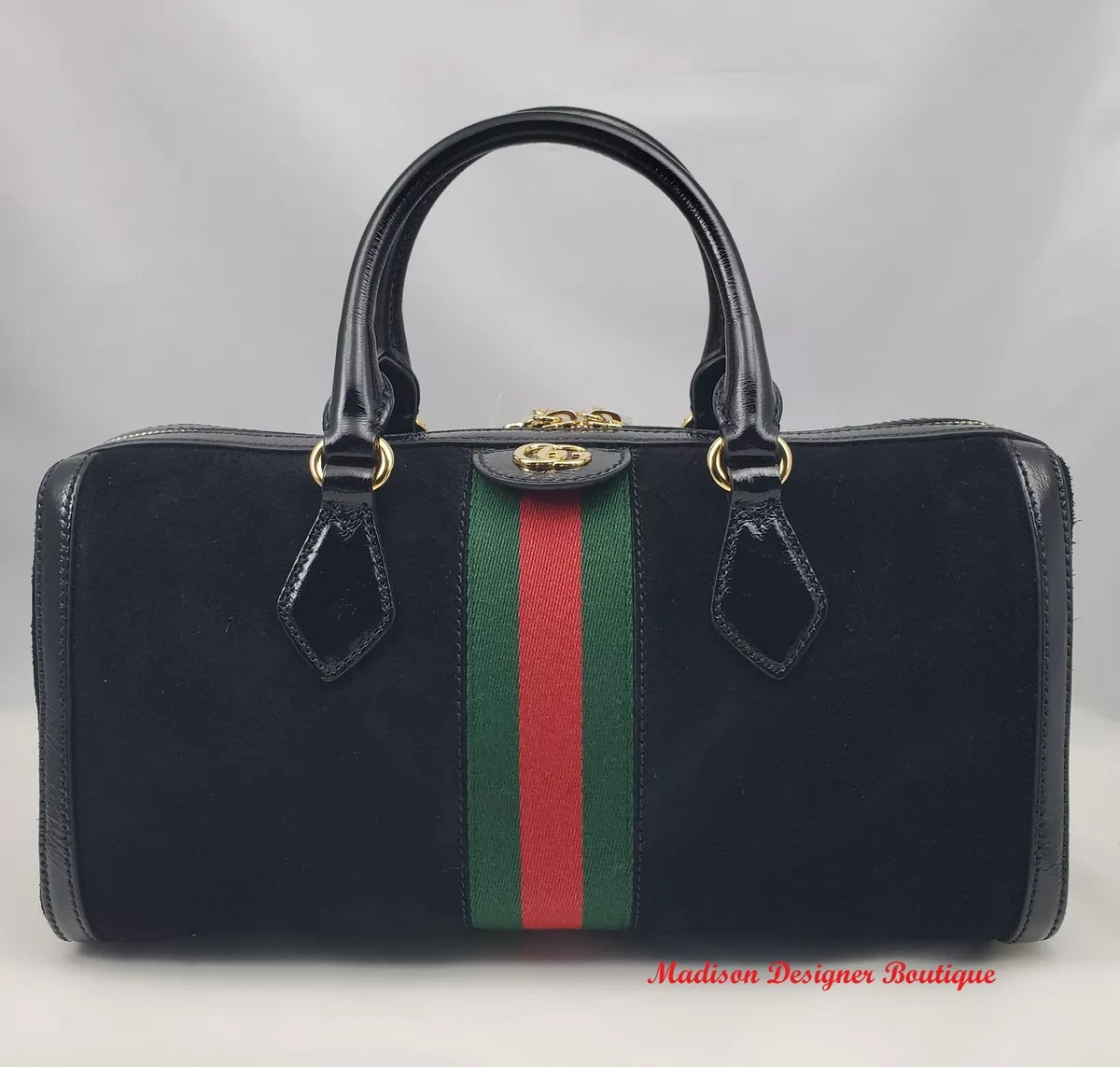 1980's Gucci Boston Ophidia Stripe Handbag