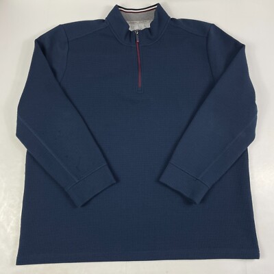 Flag & Anthem Sweater Mens 2XL XXL Blue Made Flex 1/4 Zip Grid Fleece Outdoors