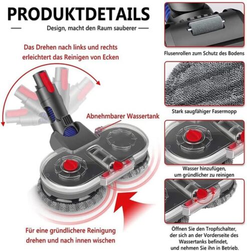 Wischaufsatz Für Dyson V7 V8 V10 V11 V15 Wischmopp Nass Trocken Wisch-Kopf - Bild 2 von 24