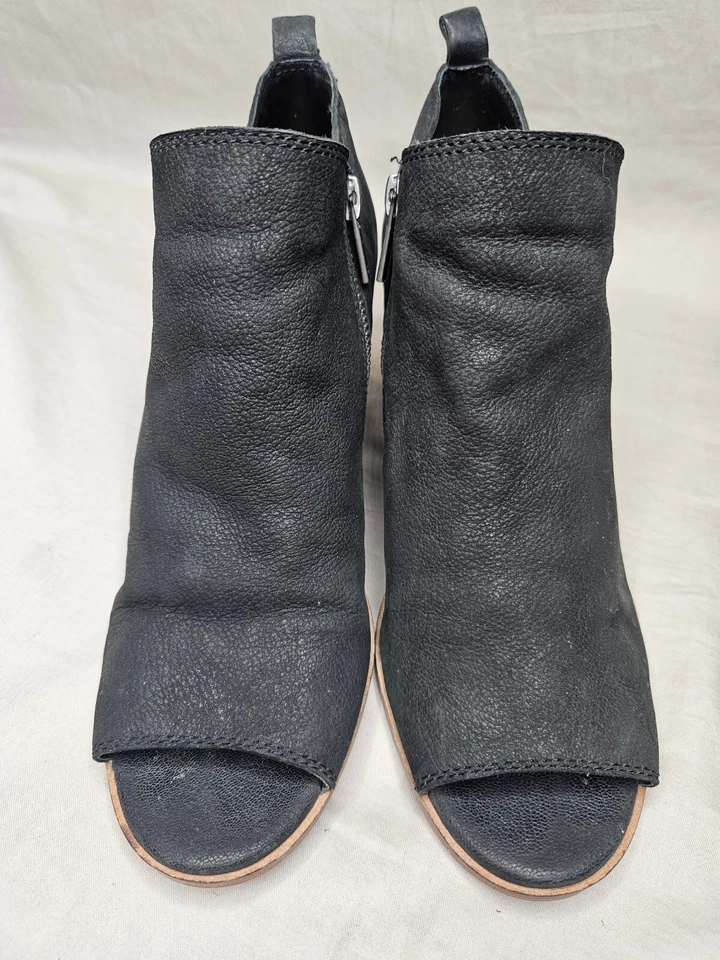 Botines Lucky Brand Peep Toe para mujer talla 9 negros con cremallera al tobillo apilados tacón bloque Foto 3 de 4
