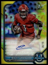 2021-22 Bowman University Malik Cunningham Bowman Chrome Autographs Yellow #/75