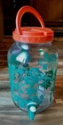 Vintage Anchor Hocking Sun Tea Clear Jar Green Ivy Vine Red Lid Dispenser Juice