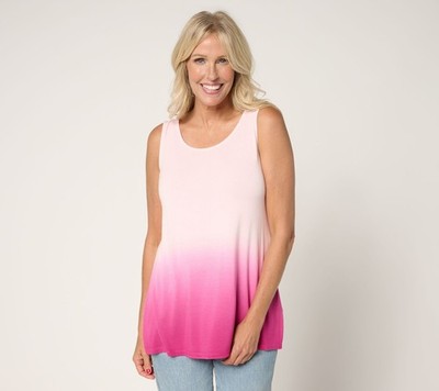 LOGO by Lori Goldstein Layers Knit Dip Dyed Tank Top Pinkesque S New