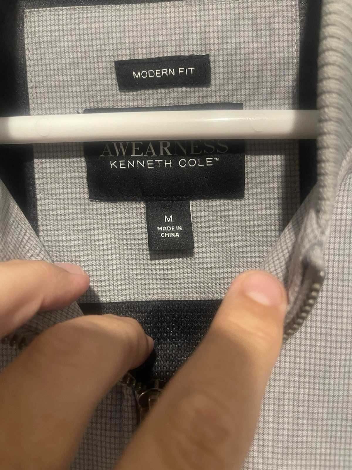 Kenneth Cole Reaction Mens M Gray Bomber Jacket Full Zip Modern Fit NWOT image 3