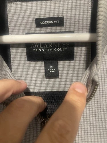 Kenneth Cole Reaction Mens M Gray Bomber Jacket Full Zip Modern Fit NWOT image 3