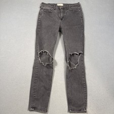 We The Free Free People Black Wash Distressed Skinny Jeans Womens 29