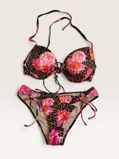 Victoria s Secret Cheetah Peony Bikini Swimsuit Bathing Suit Sz 36C/M