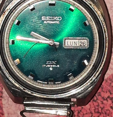 Seiko DX Automatic 17 Jewels Day/Date Green Dial Silver Men's