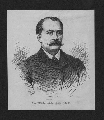 1884 - Hugo Schenk Mädchenmörder Serienmörder wood engraving Holzstich Portrait