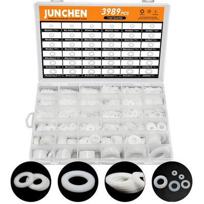#ad 3989pcs White Flat Plastic Washers Spacers36 Sizes White Nylon Flat Washers ... $34.98