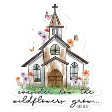 Luke 12:27 Wildflower Grow - Vinyl Decal Sticker - Car Window Laptop - ebn11501