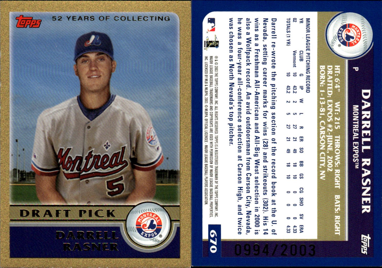 2003 Topps Series 2 - Gold Parallels /2003 (#368-721) ~ Choose Your Card