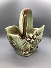 Vintage McCoy Pottery Leaf & Berry Basket Planter CRACK ON HANDLE