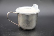 Vintage Leonard Silverplate Baby Child Sippy Cup Plastic Lid Shower Gift Elegant
