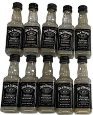 Lotto 10 Jack Daniels n. 7 mini bottiglie di plastica etichettate con tappo - 50 ml ciascuna