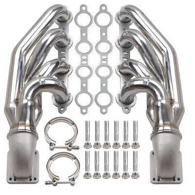 1.75'' Stainless LS Turbo Headers for 4.8L-6.2L LSX w/3'' V-Band & T3/T4 Adapters