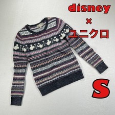 Disney x Uniqlo Wool Blend Knit Mickey  Minnie Border S Good Condition