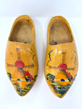 Vintage Dutch Wooden Shoes Hand Carved Painted Clogs Made in Holland Klompen