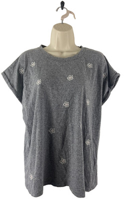 Muskat Damen Top Grau Kurzarm Größe 14