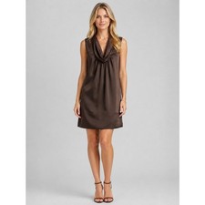 Zara Chocolate Brown Satin Effect Sleeveless Shift Dress
