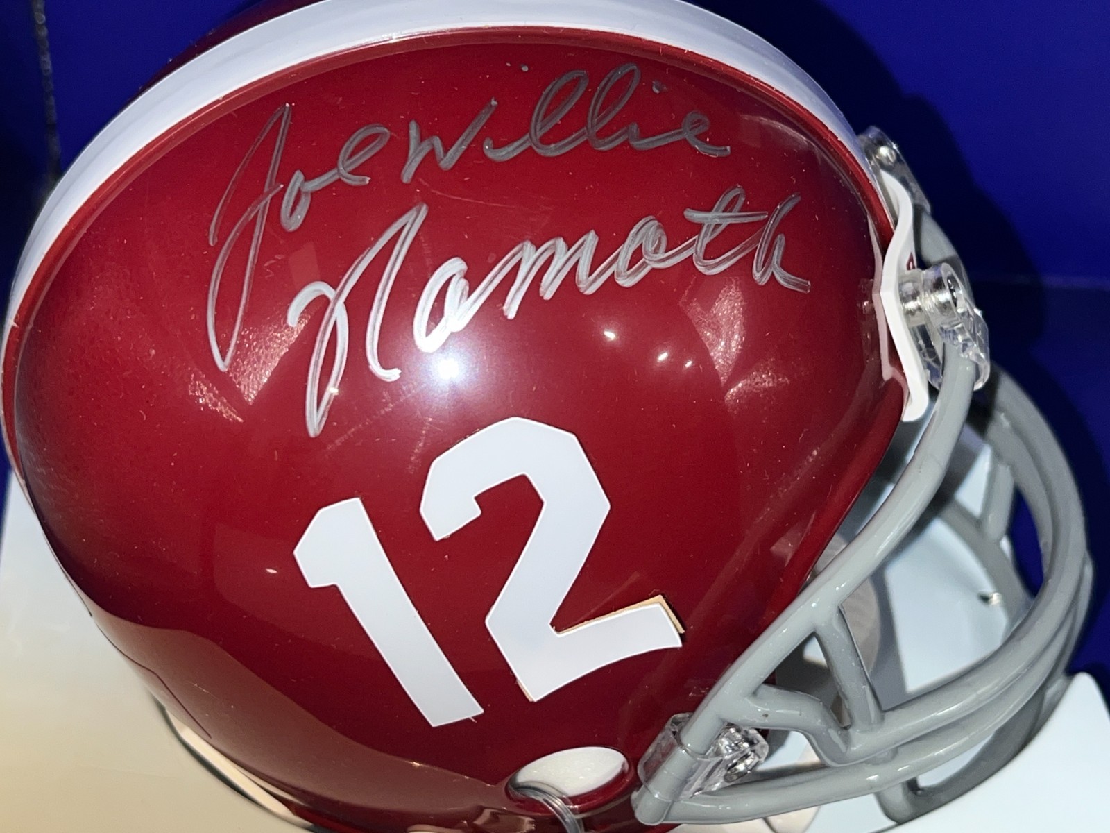 JOE NAMATH ALABAMA CRIMSON TIDE SIGNED RIDDELL SB MVP AUTHENTICATED MINI HELMET 