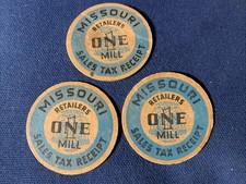 3 Vintage Missouri Sales Tax Receipts One Mill -