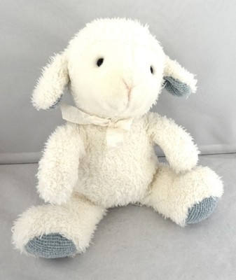 Soft Dreams Musical Lamb Sheep Bean Plush Stuffed 10'' Animal Wind up White Blue