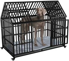 54 Inch Heavy Duty Dog Crate Extra Large Dog Kennel Indestructible Dog Cage, XXL